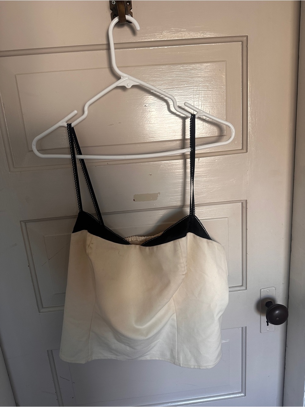 Reformation Black & Cream Satin Camisole Top